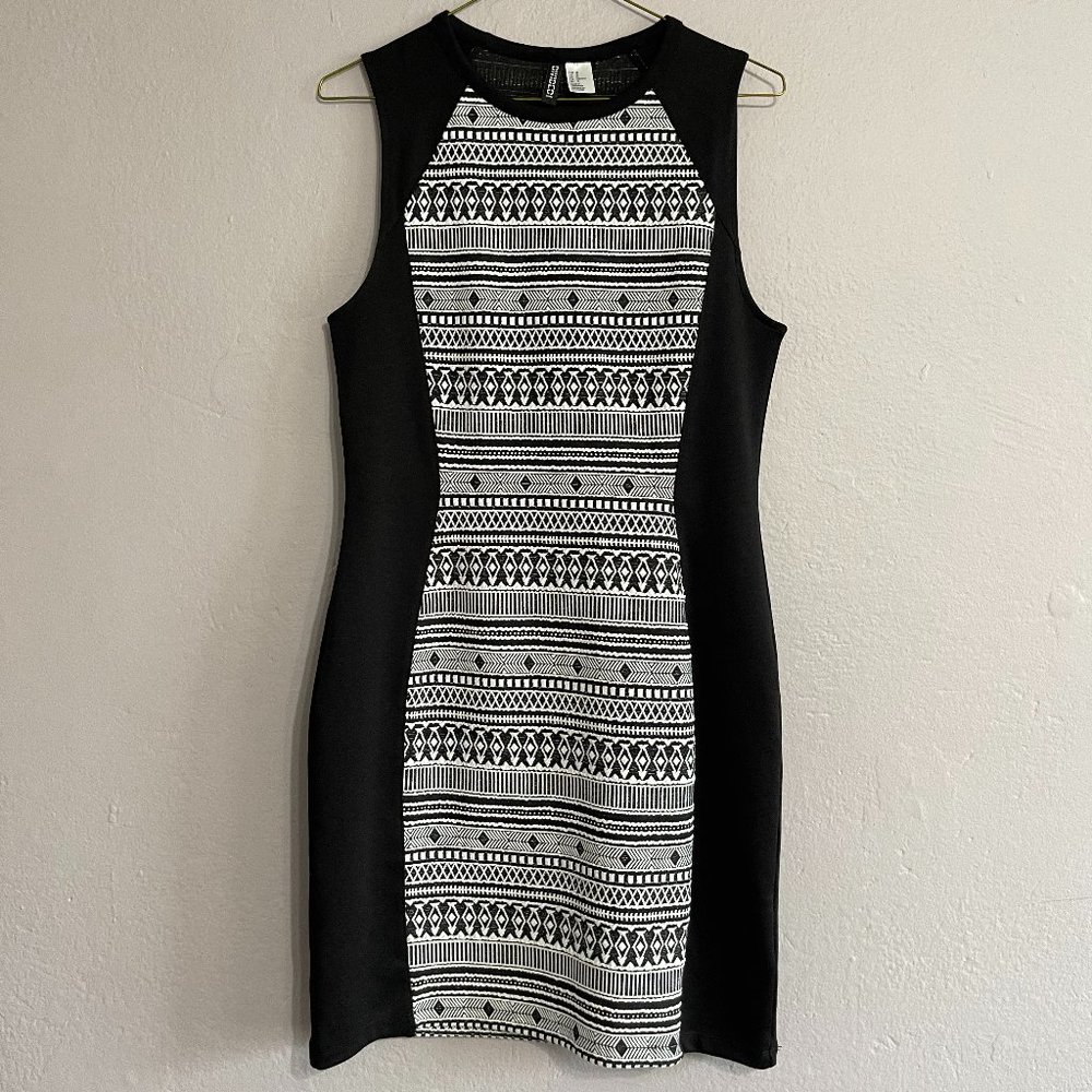 Patterned Black and White Dress